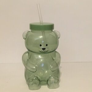 Sage Green 27 oz Plastic Bear Tumbler with lid and straw